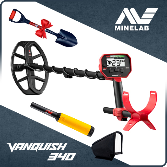 Minelab Vanquish 340 avec Pro-Find 15 et divers équipements